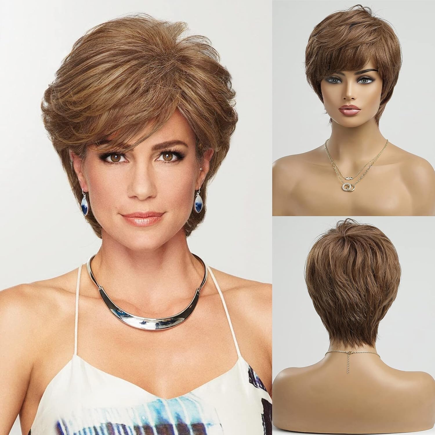 Short Toasted Brown Short Wigs