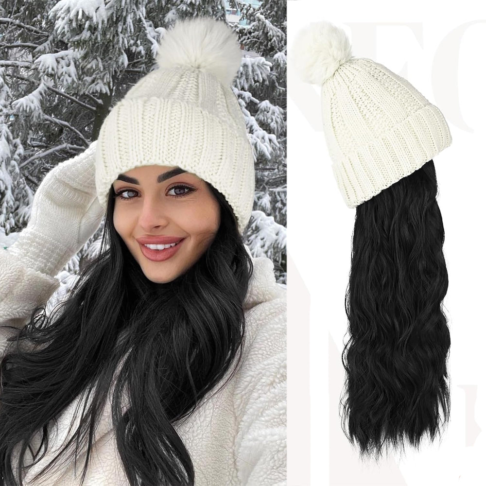 Long Curly Beanie Hat Wig