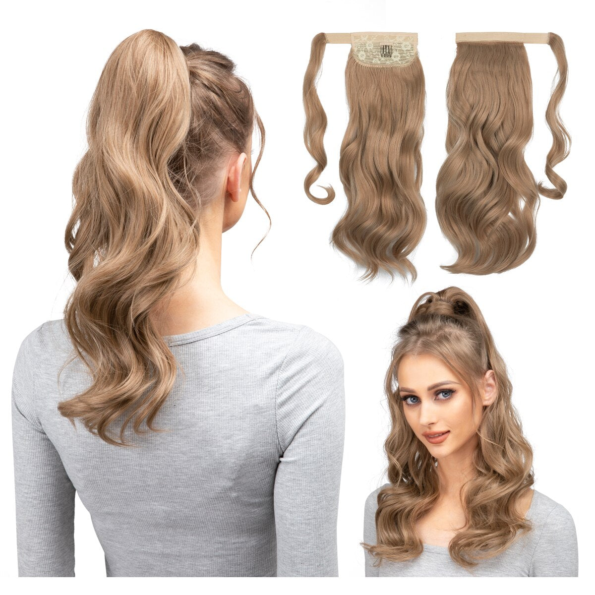 Long Wavy Ponytail Hair Extension Wrap Around Pigtail