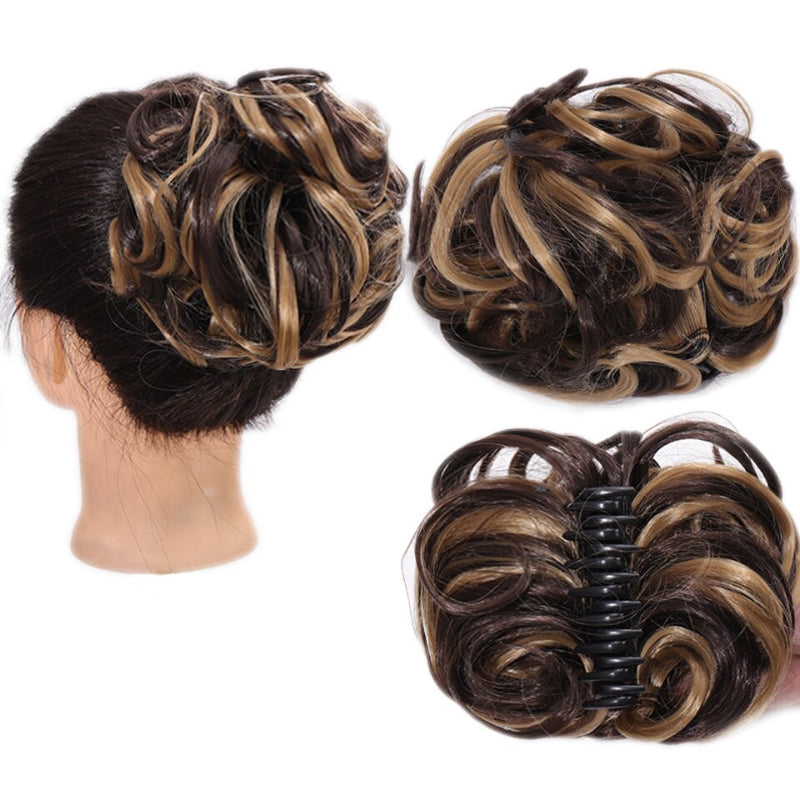 Claw Clip-in Hair Curly Messy Bun Extension Wigs