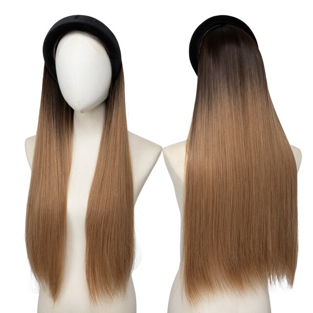 Long Wavy Headband Wig Half Hair Wig for Women