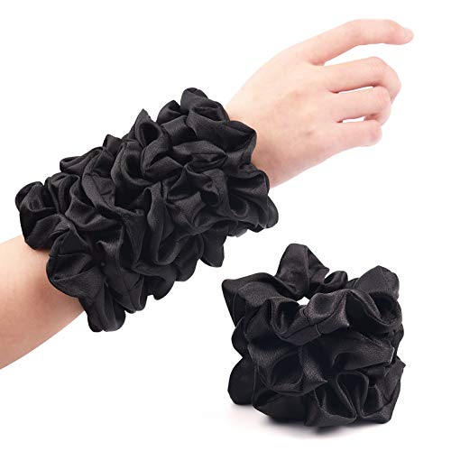 Black Big Real Silk Scrunchies