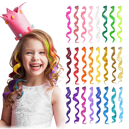 Rainbow Clip in Hair Extensions 24 Pieces