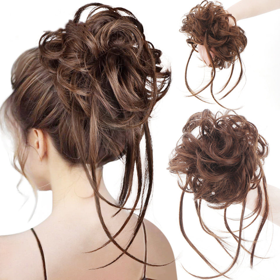 Long Tousled Updo Hair Bun Messy Bun