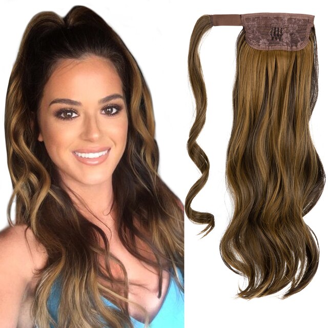 Long Wavy Ponytail Hair Extension Wrap Around Pigtail
