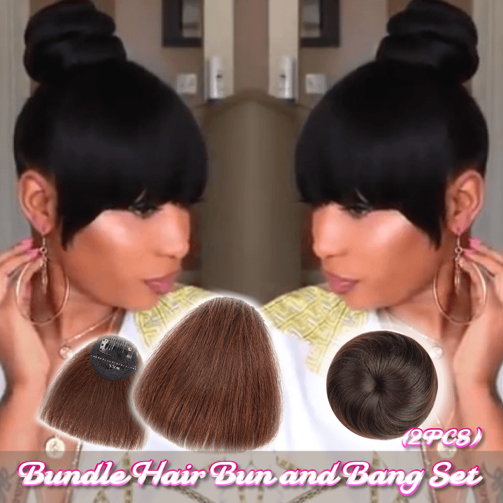 2pcs ponytail bun and bang set