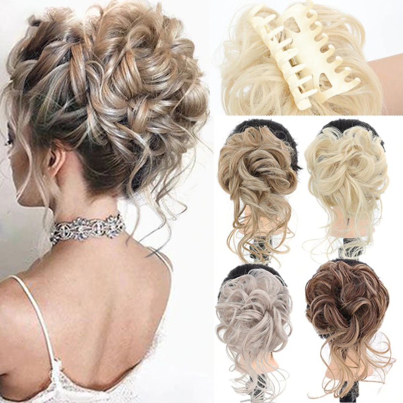 Claw Clip-in Hair Curly Messy Bun Extension Wigs